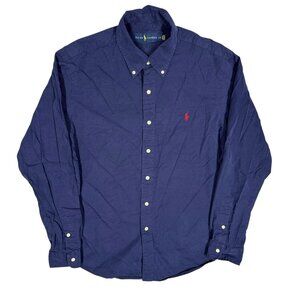 Ralph Lauren Long Sleeve Button Down Shirt Cotton Blue Large